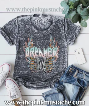 Acid Washed Dreamer Softstyle Hippie Rocker Tee/ Super Cute Dyed Rocker Tees - Unisex Sized/ Vintage Rock N Roll Styled Hippie Shirt