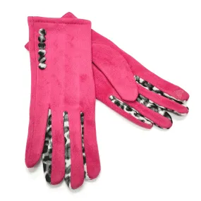 Animal Print Inbetweeners Gloves - Pink