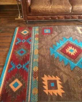 Aztec Whiskey River Rugs in Turquoise