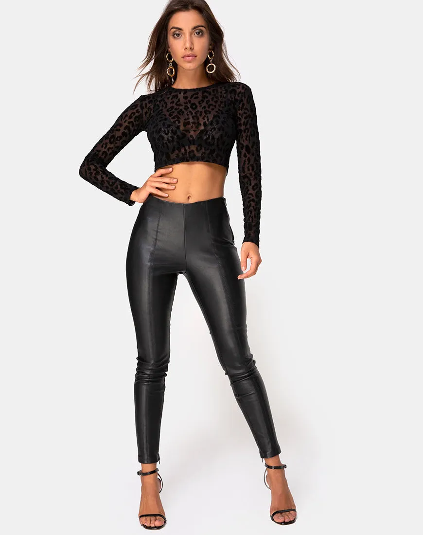 Bonnie Crop Top in Animal Net Black