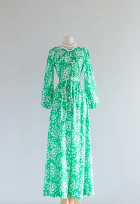 Chic 1970's Lawn Party Spring Maxi Dress From The Jamison Boutique / Medium