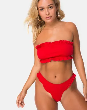 Effie Bikini Top in Red Rib