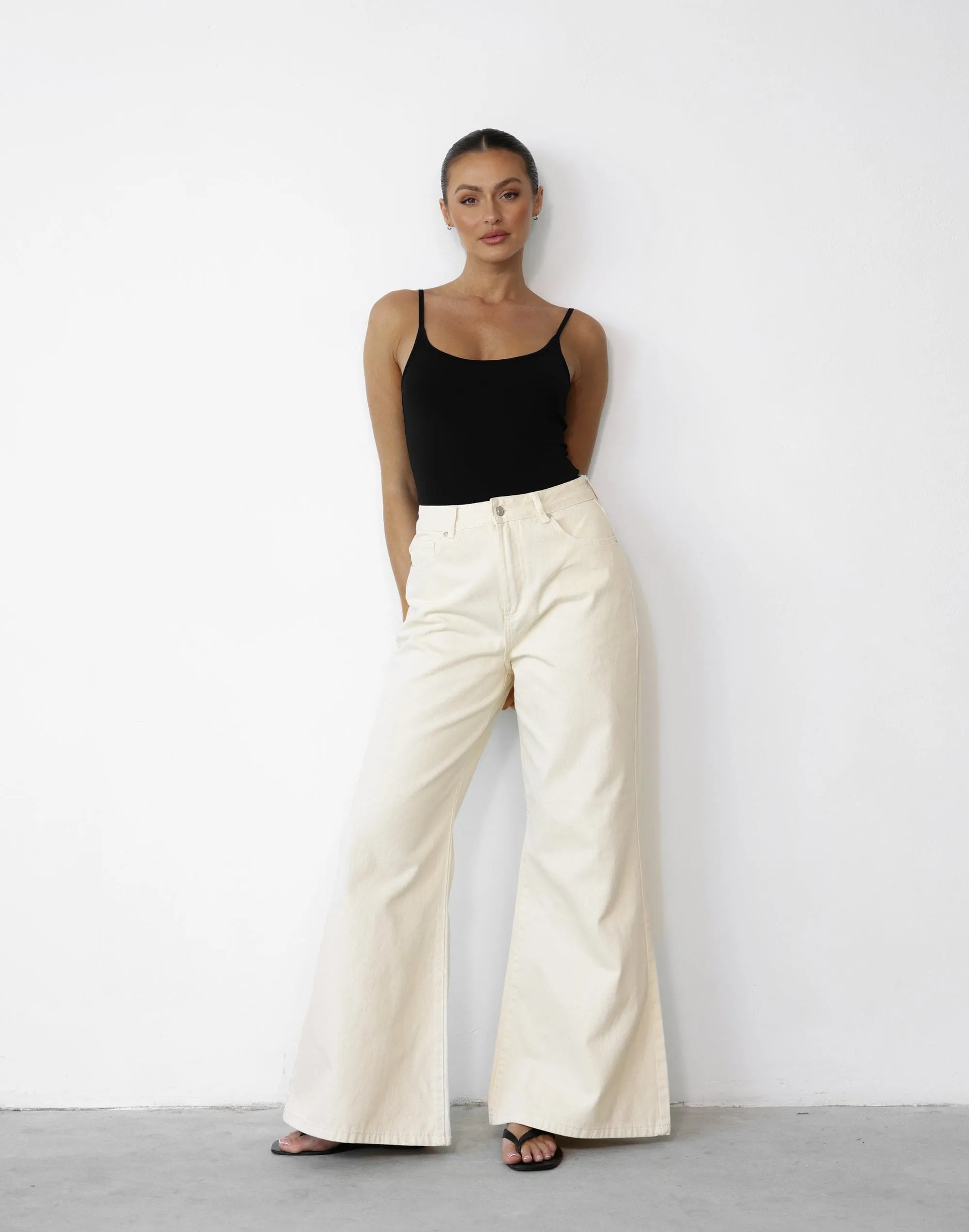 Ethan Wide Leg Jeans (Pumice)