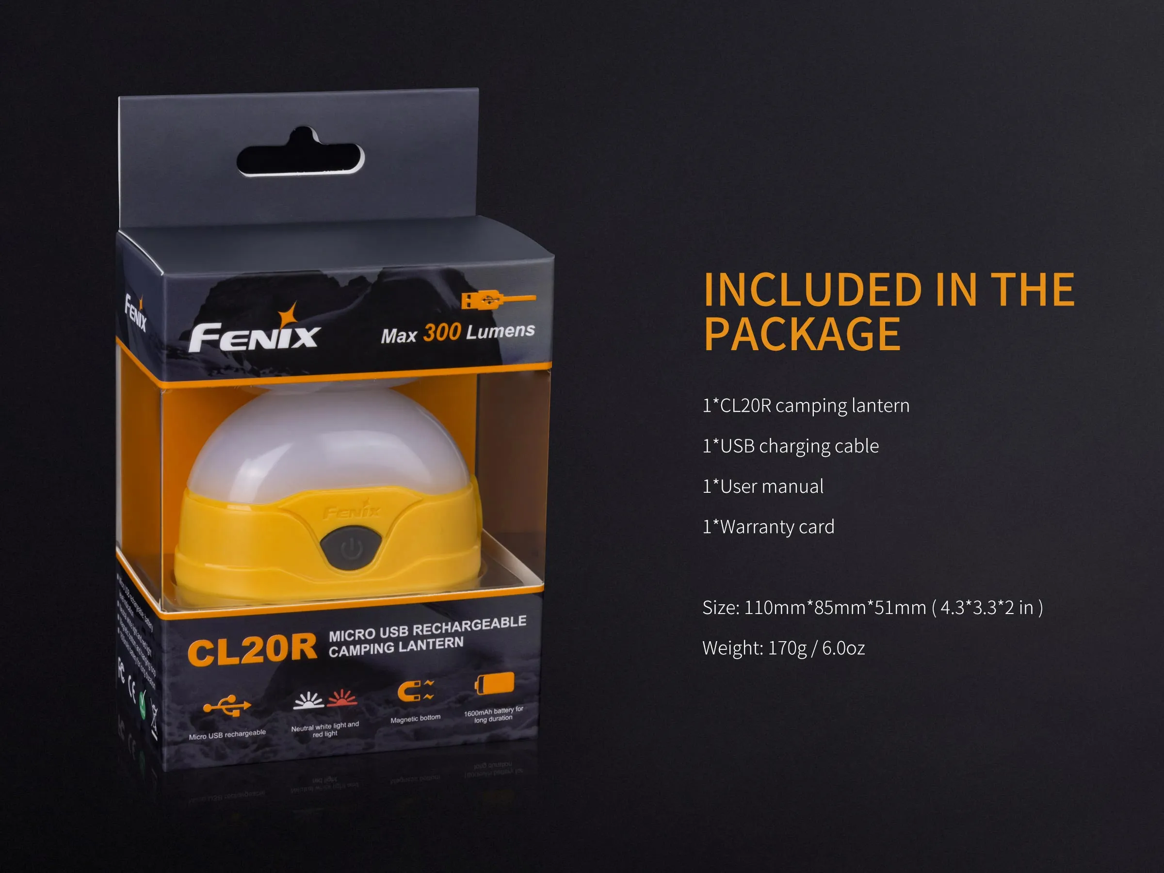 Fenix CL20R Camping Lantern 300 Lumen