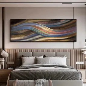 Flowing Rainbow Abstract Wall Art Fine Art Canvas Print Wide Format Modern Colors Pictures For Above The Bed or Above The Living Room Sofa