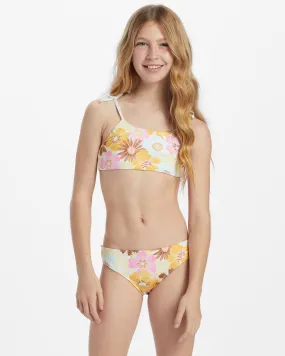 Girls Flower Power Rev Mini Crop Rashguard Swim Set - Multi