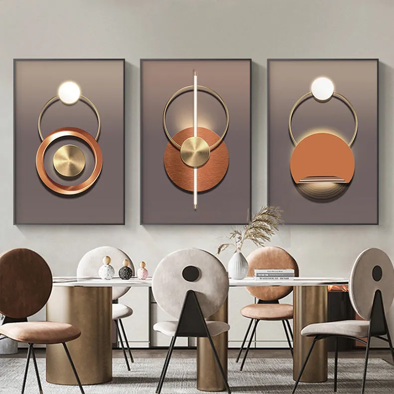 Golden Ring Modern Aesthetics Abstract Wall Art Fine Art Canvas Prints Geometric Pictures For Luxury Living Room Dining Room, Home Office Decor