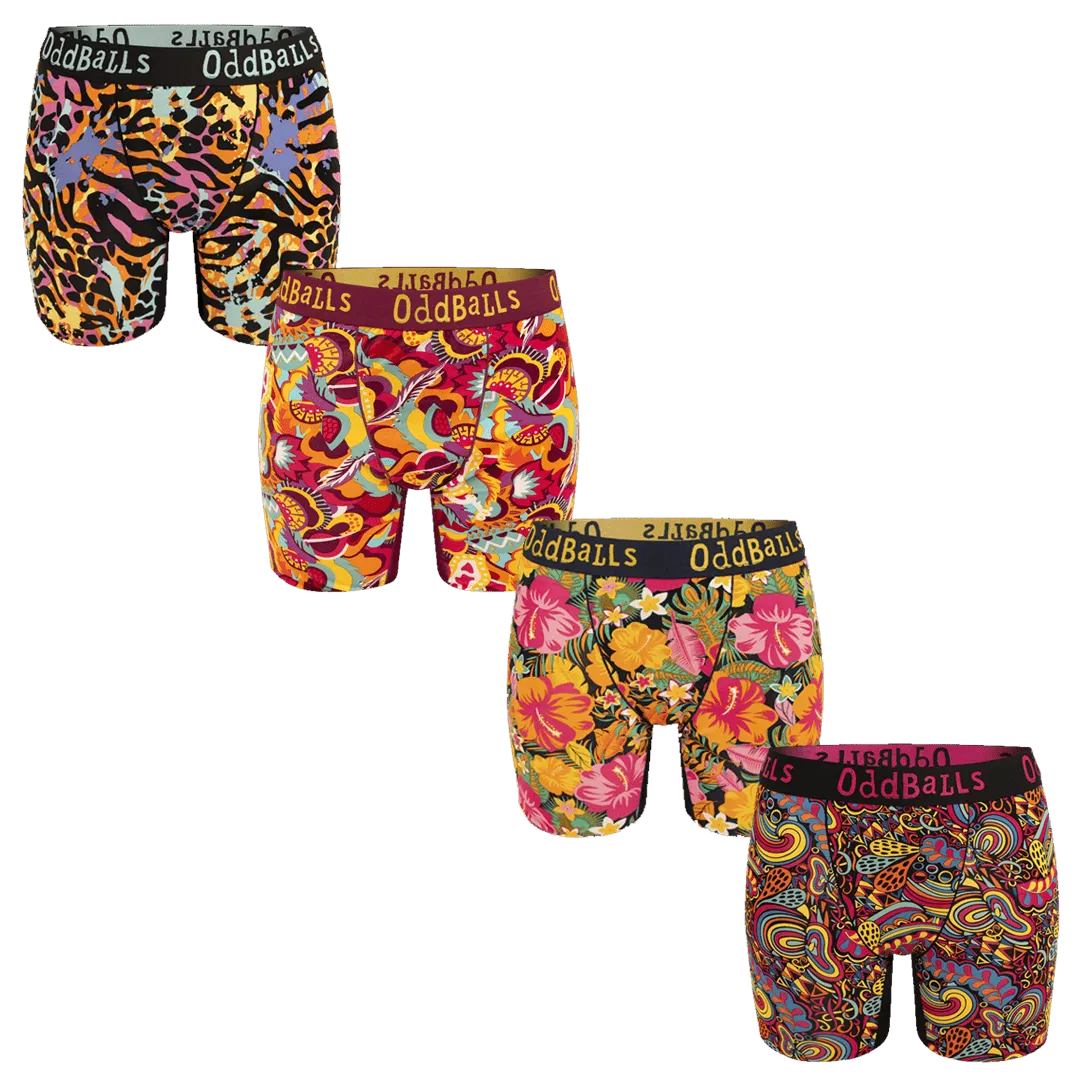 Heatwave Hues Bundle - Ladies Bamboo Boxer Shorts 4 Pack Bundle