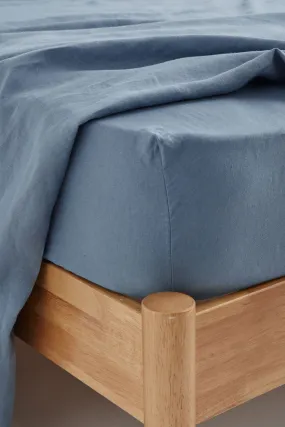 Linen Fitted Sheet Ocean