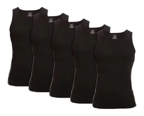 MEN’S BLACK A-TANK UNDERSHIRT - 5 PK