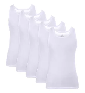 MEN’S WHITE A-TANK UNDERSHIRT - 5 PK