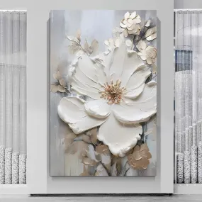 Modern Abstract White Floral Wall Art Fine Art Canvas Prints Light Luxury Botanical Pictures For Living Room Entrance Hallway Wall