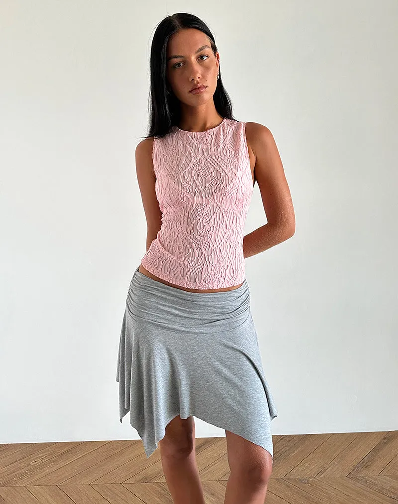 Monelo Textured Mesh Top in Sheer Pink