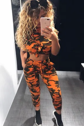 Orange Camo Print Jumper And Joggers Co-ord - Kaelee