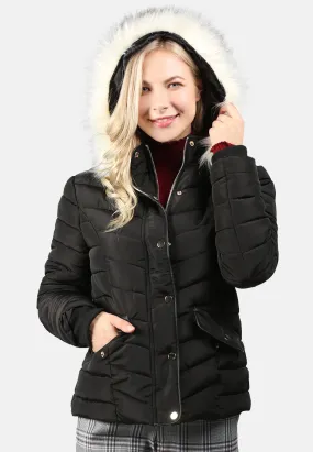 puffer jacket with faux fur hoodie