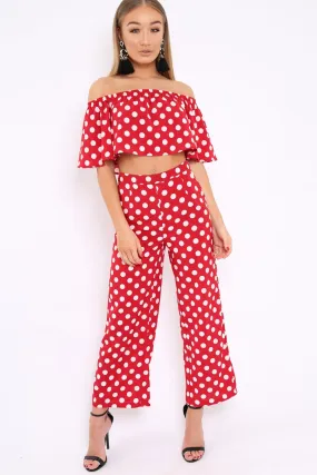 Red Polka Dot Co-Ord Set - Iselle