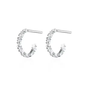 Silver Star Cluster Hoop Stud Earrings