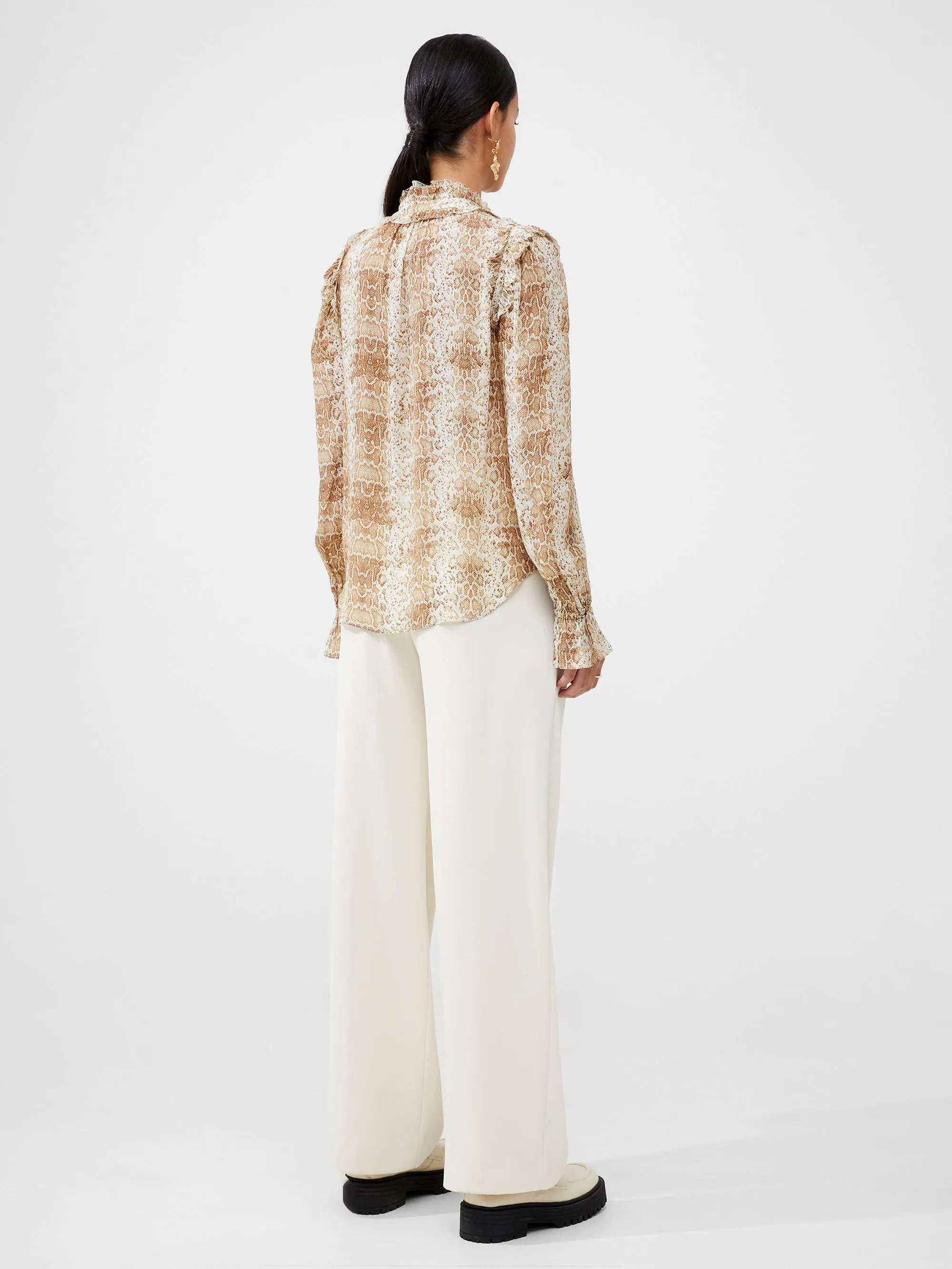 Snake Smooth Georgette Ruffle Shirt