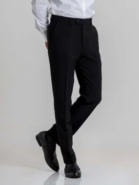 Trousers With Belt Loop - Deep Black Plain (Stretchable)